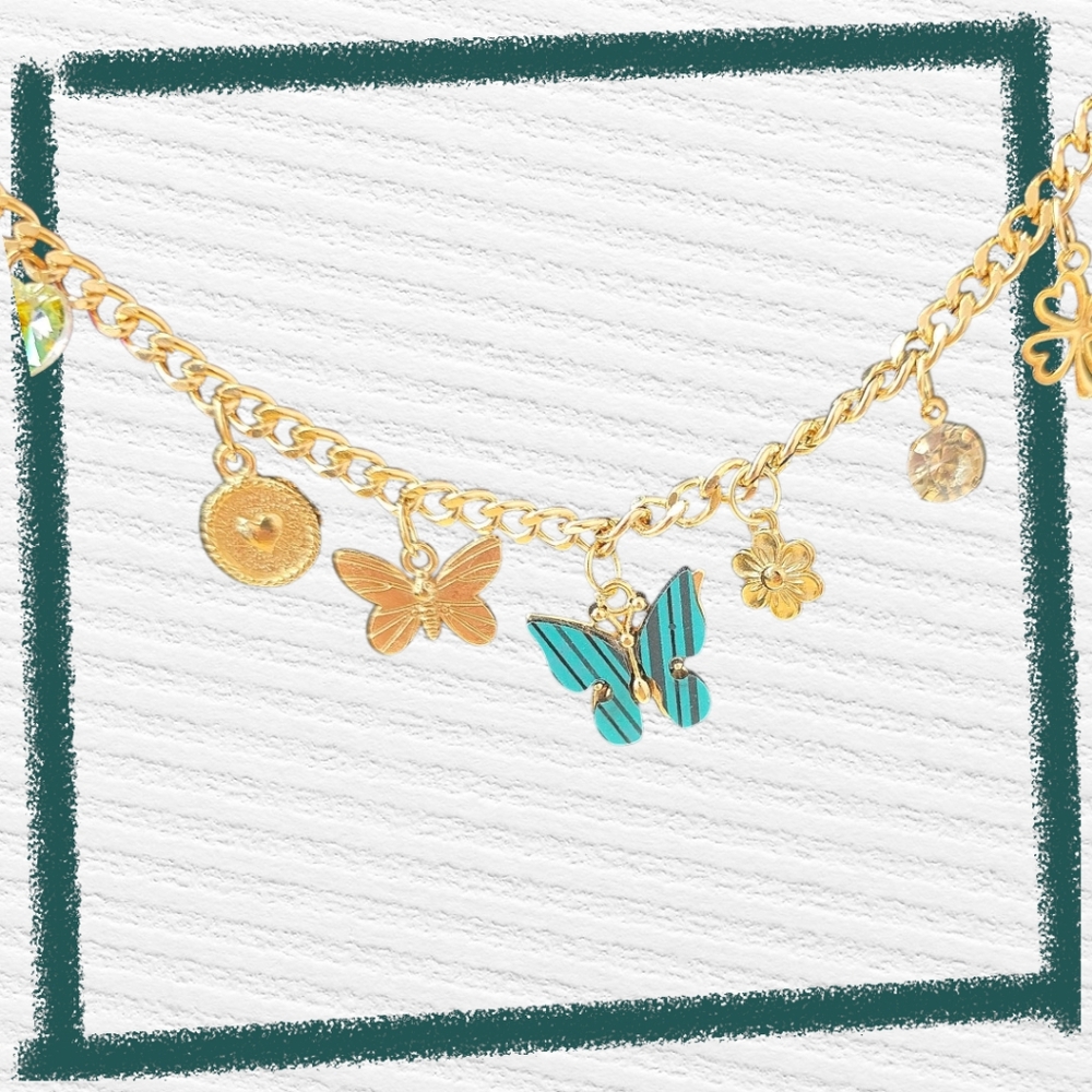 Gold Butterfly Charm Necklace Set w/ Earrings| Available In Several Colors - Picture 6 of 15